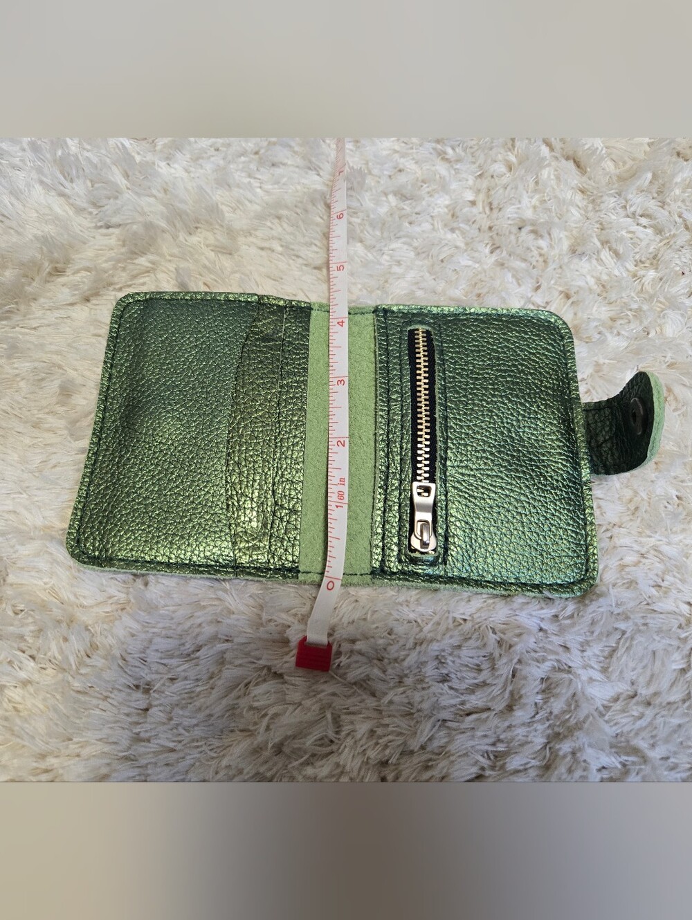 Portland Leather Goods Metallic Green Pebbled Snap Wallet - Picture 6 of 6